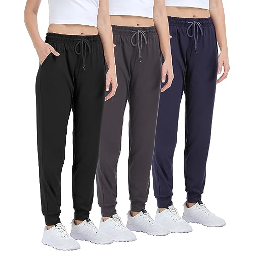 Women's Joggers with Pockets,Women Sweatpants for Loung Yoga Workout Running Casual Pants 3PACK