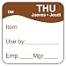 DayMark DissolveMark Day of the Week Trilingual Dissolvable Label, THU, Item/Use By/Emp/Mgr, 1" x 1", Brown (Roll of 500)