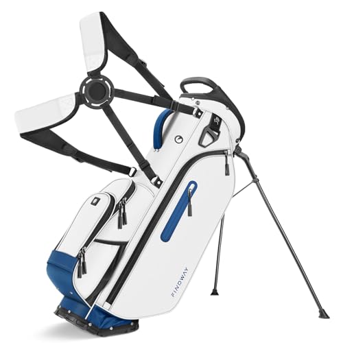 Findway 5 Way Golf Stand Bag, Upgraded Lightweight Golf Bag with Stand, Golf Club Bag with 7 Pockets Dual Strap and Rain Cover for Men Women