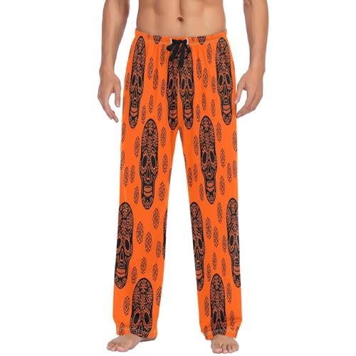 Qilmy Black Sugar Skulls Men's Cotton Pajama Pants, Lightweight Lounge Sleepwear with Drawstring and Pocket2