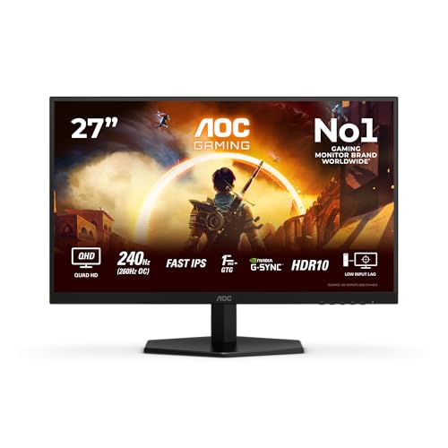 Image of AOC Computer Monitor 68.6 Cm (27 inch) 2560 X 1440 Pixels Wide, W129162795 ((27) 2560 X 1440 Pixels Wide Quad Hd LCD Black)