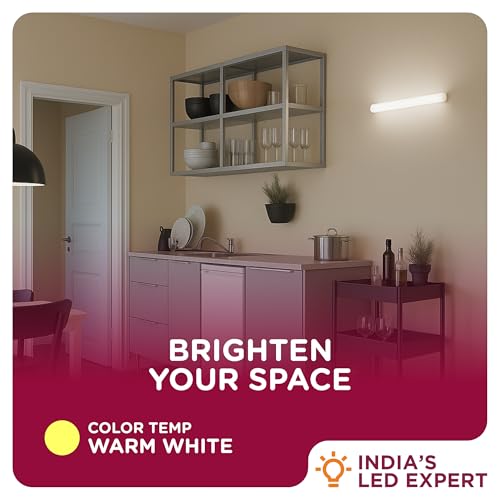 Image of GOURAV 1 Feet 5W Lotus LED Tubelight Warm White Light | Slim Compact Tube Light for Bedroom, Hallway, Study Room & Home | Soft Cozy Lighting Fixture, Pack of 1