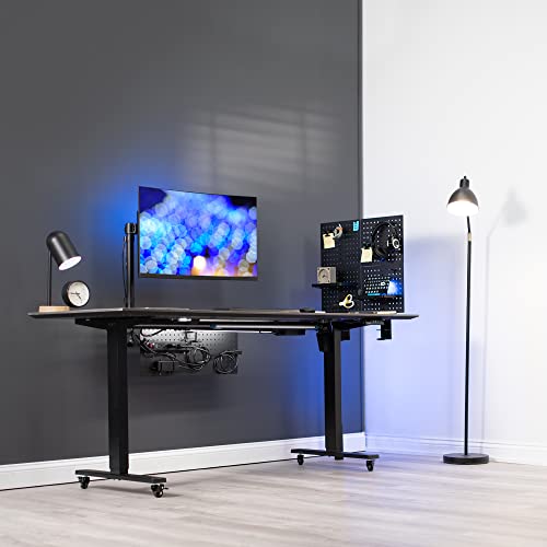 Image of VIVO Black Clamp-on 12 x 20 inch Desk Pegboard, PP-DK12B | Steel Privacy Panel, Magnetic Peg Board, Office Accessory Organizer, Above or Under Desk Placement