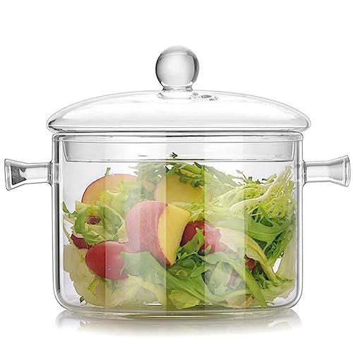 Loufy Ensaladera de vidrio con tapa alta borosilicato resistente al hogar vajilla Loufy Ensaladera de vidrio con tapa alta borosilicato resistente al hogar vajilla