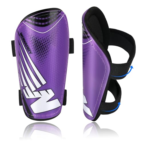 Shin Guards Soccer Youth Kids - Shin Guard for Boys Girls Teenagers 2-18 Years Old - Football Shin Pads Protection Equipment with Adjustable Straps - Purple, M