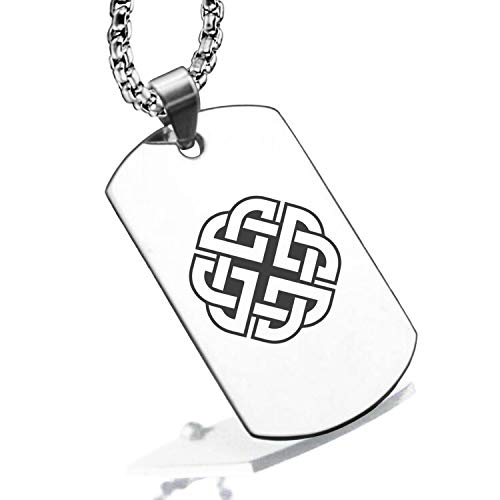 Stainless Steel Celtic Knot Dog Tag Pendant Necklace