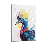OKNGB Poster mural décoratif sur toile avec oiseaux et casoar - Décoration murale moderne pour chambre à coucher - 40 x 60 cm