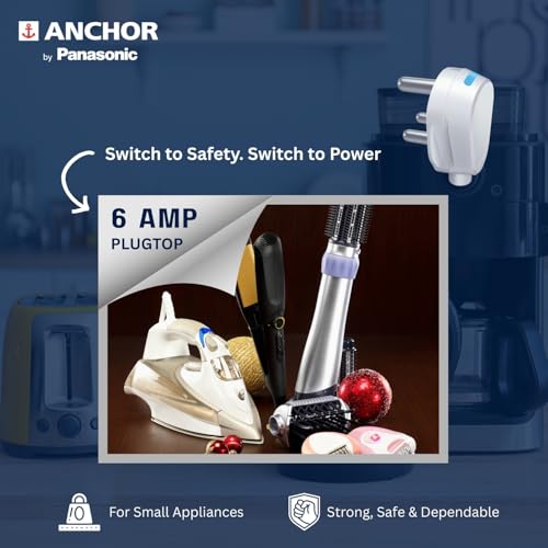 Image of Anchor by Panasonic Plug Top 16A, 3 Pin, with LED Indicator, ISI Certified, Ideal for ACs, Geysers, Fridges & More - White (Pack of 4)
