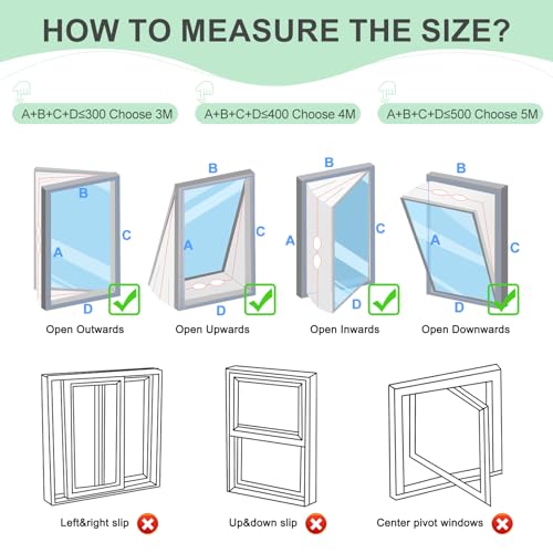 400cm Fensterabdichtung für mobile Klimaanlage & Ablufttrockner, Fensterdurchführung ohne Bohren, Abdichtung für Abluftschlauch, passend für Kippfenster, Schiebefenster & Dachfenster