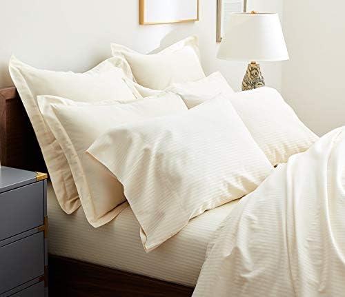 viceroy bedding 100% Egyptian Cotton, BOUTIQUE STRIPE Flat Sheet, CREAM, King Bed Size, 800 Thread Count