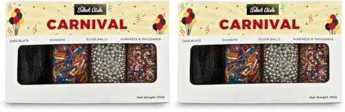 Image of The Select Aisle Carnival Sprinkles 100g | Themed Cake Sprinkles Combo Pack with Sugar Balls, Rainbow Confetti, Chips & Edible Cake Decoration Toppings (Pack of 2)