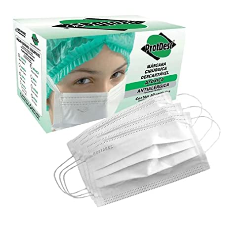 Protdesc Máscara Cirúrgica Descartável Tripla Caixa Com 50 Unidades