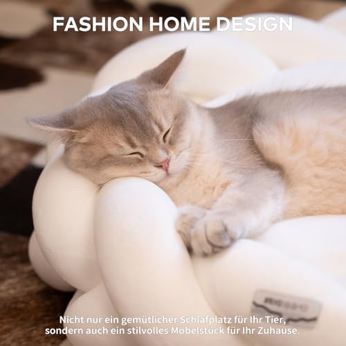 CheerPals Großes Katzenbett 60cm, Waschbar Geflochtenes Kuschelhöhle, Hundebett mit Hochelastischer Schlafkissen für Alle Katze und Kleine Hunde
