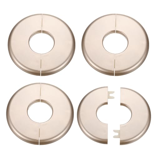 QUARKZMAN 4pcs Wall Split Flange 33.5mm/1.3" Plaques De Plomberie Autoadhésives En ABS Plaques Rondes De Présentation Design À Clip Pour Tuyaux De Salle De Bain Et Cuivre, Ton Doré