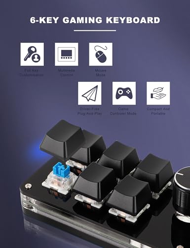 Dioche DIOCHEPGDIFHNCM91210-12 Usb Mini 6Key Keypad Mechanical Programmable Gaming Keyboard Portable One Handed Mechanical Keyboard Shortcut Programmable Keyboard thumb #1
