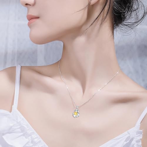 Diamond Ghost Necklace for Women 925 Sterling Silver Pumpkin Ghost Pendant Necklace with Lab Grown Diamond Delicate Jewelry Halloween Gifts for Ladies2