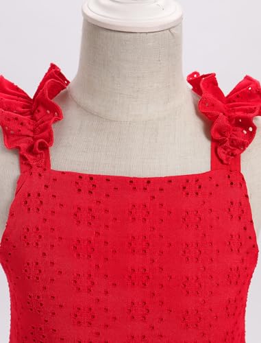 IBTOM CASTLE Girls Summer Dress Boho Kids Sleeveless Hollow Out Smocked Back Ruffle A Line Party Casual Sundress4