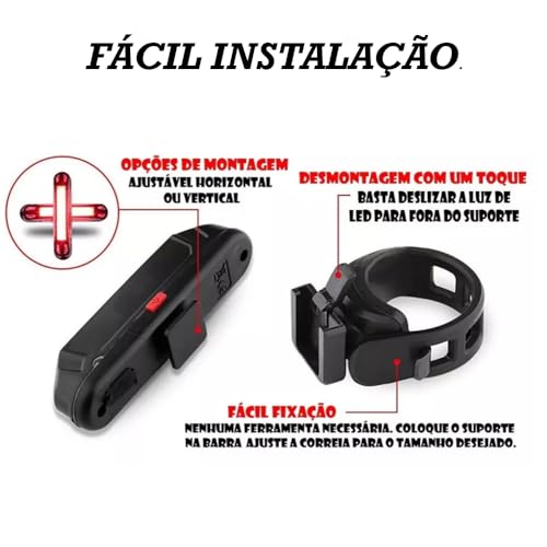 Lanterna Para Bike Traseira 5 Modos de Iluminação Recarregável USB Sinalizador Bicicleta Luz Duas Co