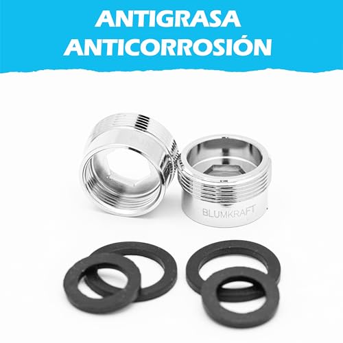 Miniatura 4 de Blumkraft F19 - Adaptador De Grifo De Latón De Metal Sólido Plata M22 19mm Hembra 22mm Macho F19-M22 M22-F19