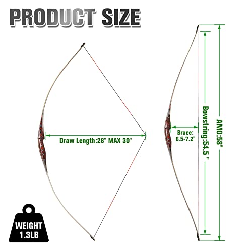Kainokai 58" Laminated Recurve Bow,Amercian Hunting Bow Archery Bow 20-60Lbs (40Lbs, Right Hand) #TOP1