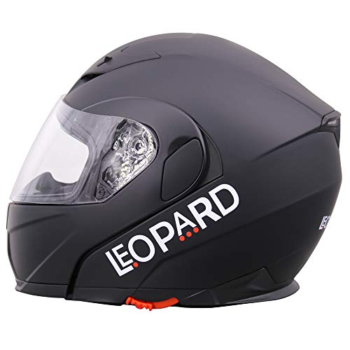 Leopard LEO-838 Klapphelm Integralhelm mit Doppelvisier #01 Mattschwarz L (59-60cm) Motorradhelm Damen und Herren ECE Genehmigt - 8