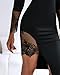 CHICME Women's Fall Long Sleeve Black Lace Slit Dresses Square Neck Asymmetrical Hem Bodycon Party Cocktail Dress-bk-S