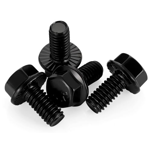 Image of 1 /4-20 x 1 /2 inch Flange Hex Head Bolts, Stainless Steel 304 Black Finish, Fully Threaded, 25 PCS