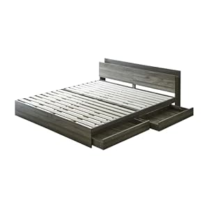 ネルコンシェルジュ zesto 新型ゼスト 収納付きベッド 収納ベッド キング 【棚・USBコンセント】 引き出し付き ベッドフレーム/グレー