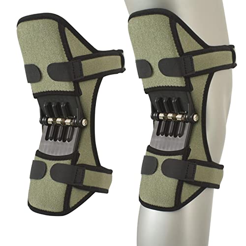 JMYSD Knee Stabilizer Pads, Powerful Rebound Spring Force Knee Protection Booster, Breathable Joint Knee Support Brace for Sports, Squat, Training,army green