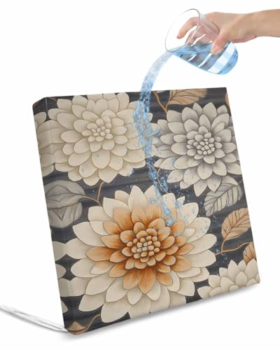 2 Pack Burnt Orange Grey Flower Waterproof Cushion Covers with Ties, Outdoor Patio Chaise Lounge Chair Seat Cushion Slip Covers Replacement(Only Cover) Spring Floral Botanical 20