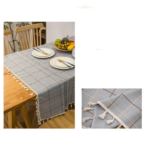 Nappe anniversaire et fêtes rectangle en polyester aspect lin brodé