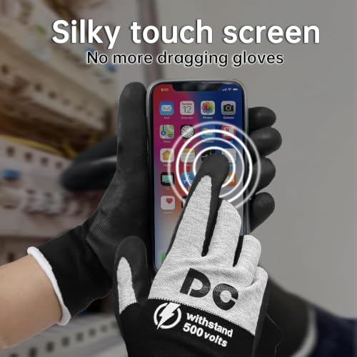 Image of DongChu Insulated Electrician Gloves 500V Voltage /Flame Retardant Touch-Screen Work Gloves, Electrical Rubber Non-slip Texture Design for Electricians Prevent Shock (XL)