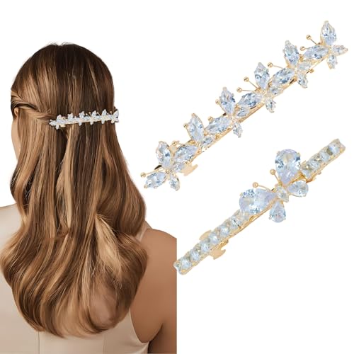 Pinzas para el cabello con diseño de mariposa y pedrería miniatura 1