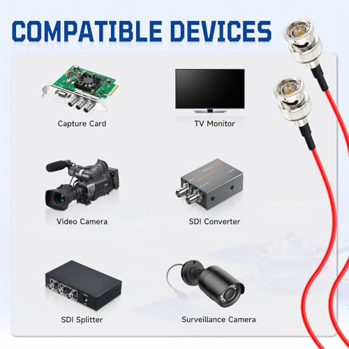 Cable coaxial RG179 BNC de 75 ohmios Superbat con conector macho resistente HD-SDI 4
