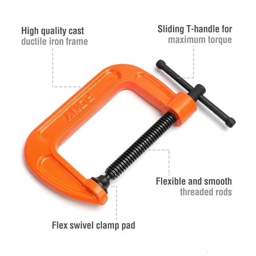 Image of Pony Jorgensen 2630 3-Inch C-Clamp, Orange