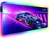 Gaming Mouse Pads Blue Luxury Car RGB Mouse Pad Punk-Pink Large 14 Modes Oversized Glowing LED...