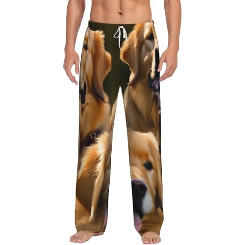 Pantalon de pyjama en flanelle homme motif Golden Retriever doux et ample