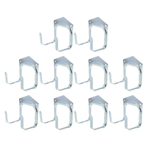 Tofficu Ganchos de Pared de Hierro Resistentes Doble Orificio, Tamaño Grande, Paquete de 10 Unidades, para Colgar Toallas, Llaves y Herramientas en Cocina, Dormitorio y Balcón, Protección
