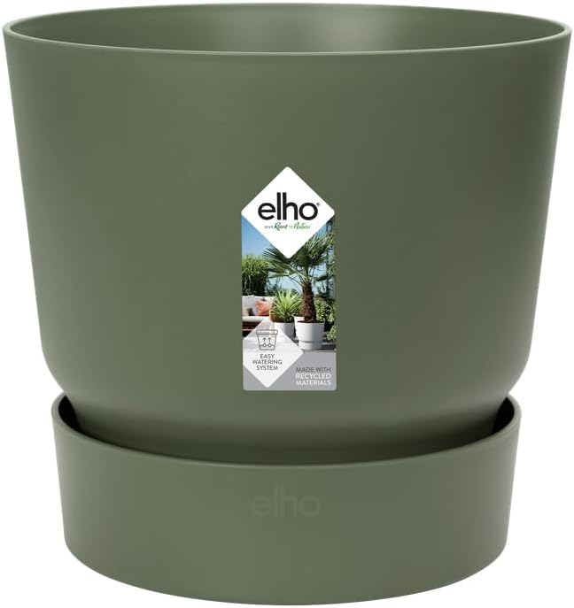 caprican Greenville Plant Pot 40cm – Indoor & Outdoor Flower Pot, 100% Recycled Plastic – Stylish Green Planter (Leaf Green)