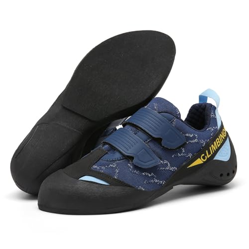 Men's Wall Climbing Shoes, Non-Slip Double-Strap Bouldering Sport Shoes Breathable Rock Climbing Shoes for Adult2