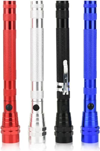 MODOAO Portable Torch Flexible Head Flashlight Torch with a magnet Telescopic Flexible 3 LED lamp Pick Up Tool Lamp Light (4 Pack)