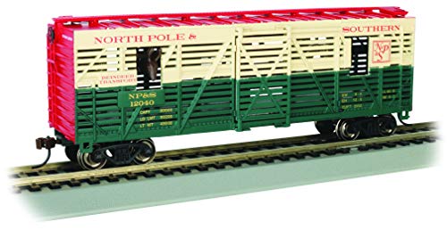 Bachmann Trains - 40' Animated Stock Car - Christmas NP&S® #12040 with Reindeer - HO Scale, Silver