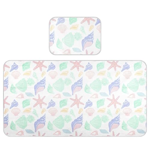 Takiito Pastel Seashells Baby Cooling Mattress Pad, Soft & Breathable Cooling Mat Keep Baby Cool in Summer 28x52 in, Nursery Essential