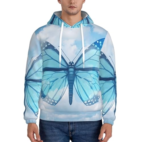 Sweat à capuche en polaire chaude imprimé papillon homme - 2