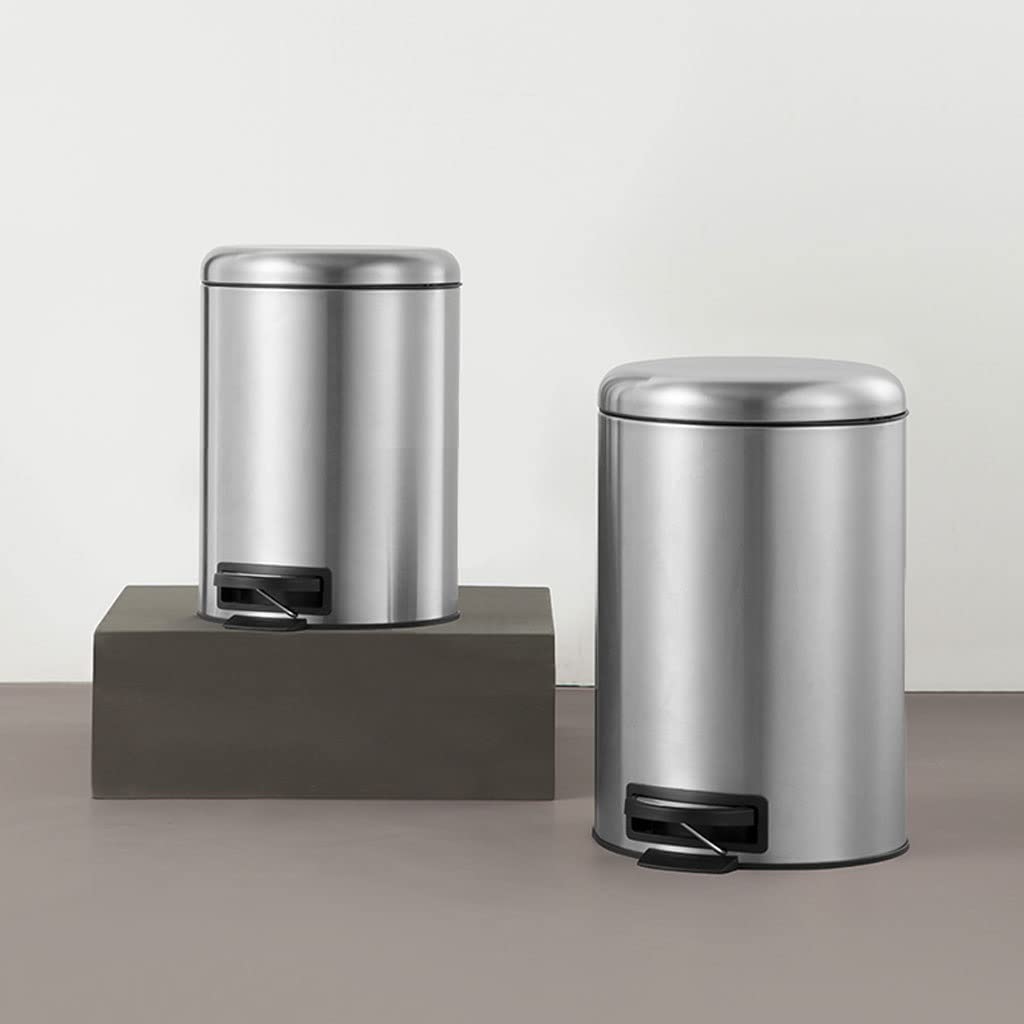 Mülleimer, kleiner Treteimer, Deckel for Badezimmer Schlafzimmer Edelstahl Mülleimer Abfallkorb Mülleimer Küche Mülleimer Wohnzimmer(5L)