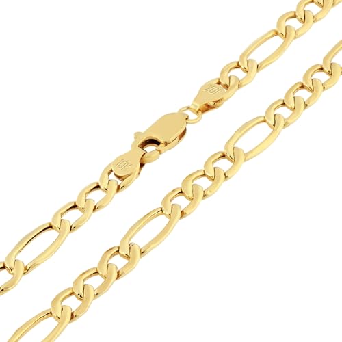 Nuragold 10k Real Yellow Gold Figaro Link 5.5mm Chain Necklace (16