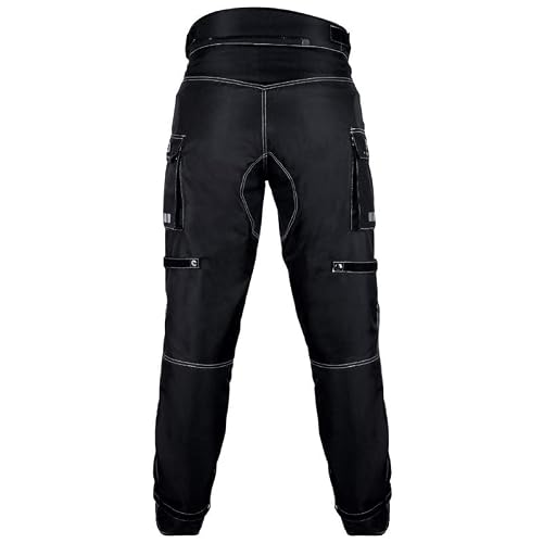 ARD Motorcycle Pants Men Biker Dual Sport Motorbike Waterproof, Windproof Riding Pants All-Weather Removable CE Armored Black (Waist 42"- Inseam 34")