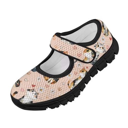 SYtrade Cat Paw Love Daisy Mary Jane Flats Kids Lightweight Walking Shoes Black Sole