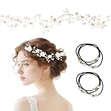 Haarschmuck Hochzeit Set mit Blumen Haarschmucke und Perlen Haarband,Eleganter Brautschmuck Haare Stirnband,Blumen Haarschmuck Stirnband Hochzeit,für Bräute, Brautjungfer, Blumenmädchen