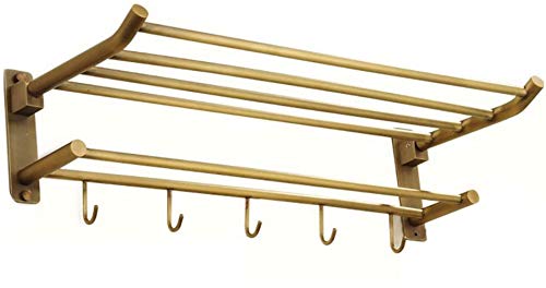 SilteD Antique Copper Towel Rack Bathroom Shelf Foldable Two Drilling